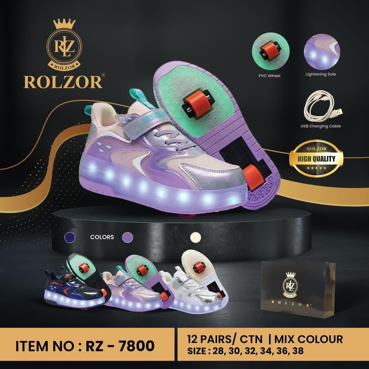 کفش کتونی وارداتی اسکیتی چراغدار برند ROLZOR - تصویر 4